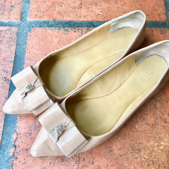 J. Crew EMERY Pointed Patent Ballet Flats w/ Bow - Picture 1 of 7